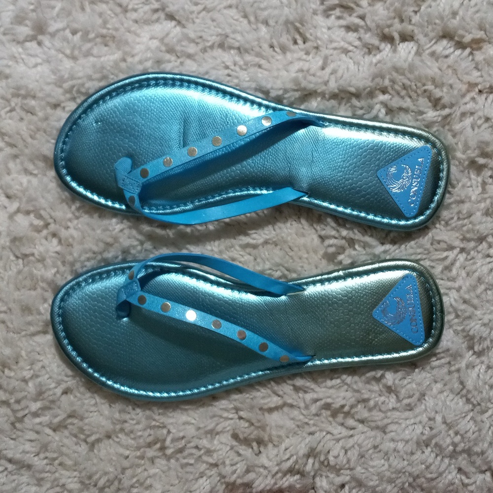 CONSUELA Flip Flop Sandals Blue Metallic Shoes sz XL